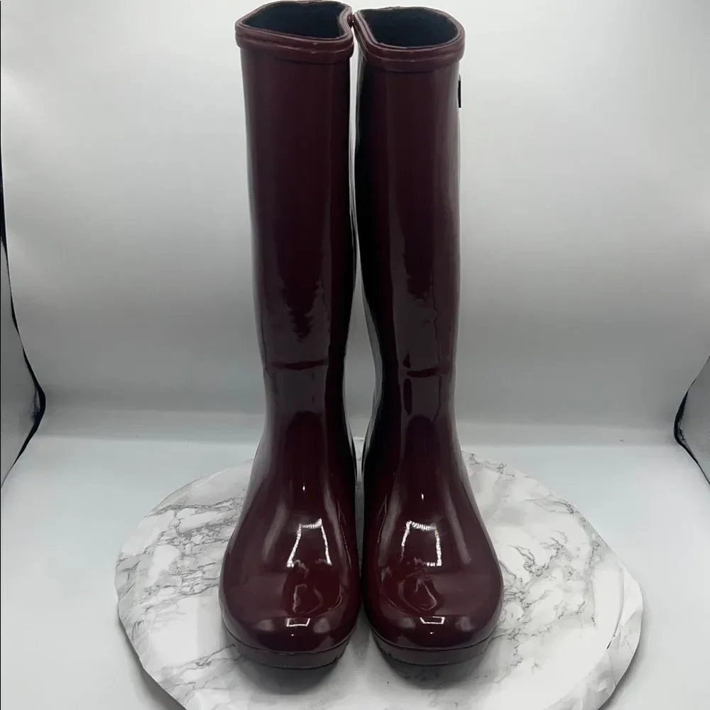 ROMA Tall Burgundy Rubber Rain Boots-7